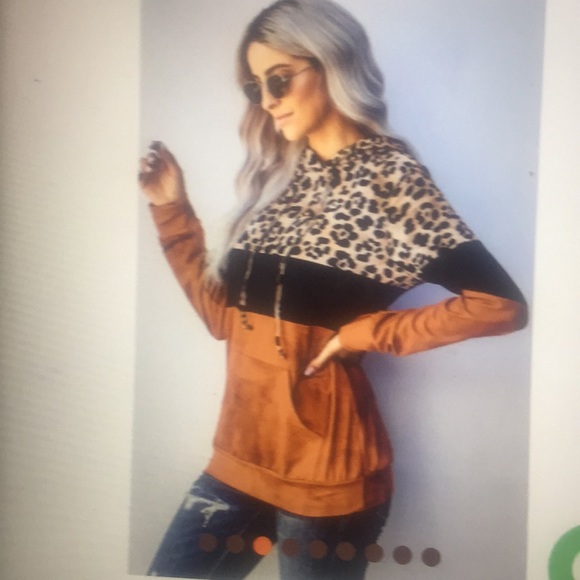Tops - Copper color leopard tie dye colorblock hoodie
